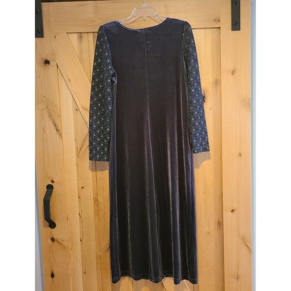 Vtg 80's 90's Carole Little Size 8 Petite Gray Velour Dress Embellished Sleeve - Picture 2 of 12